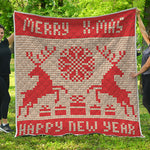 Xmas Deer Knitted Print Quilt