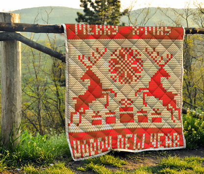 Xmas Deer Knitted Print Quilt