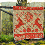 Xmas Deer Knitted Print Quilt