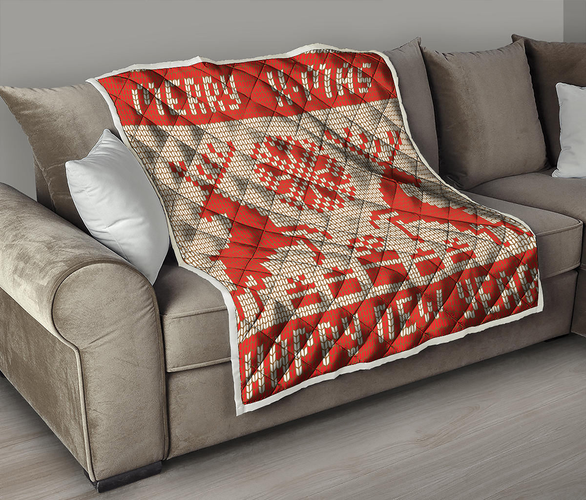 Xmas Deer Knitted Print Quilt