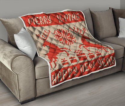 Xmas Deer Knitted Print Quilt