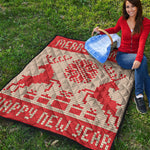 Xmas Deer Knitted Print Quilt