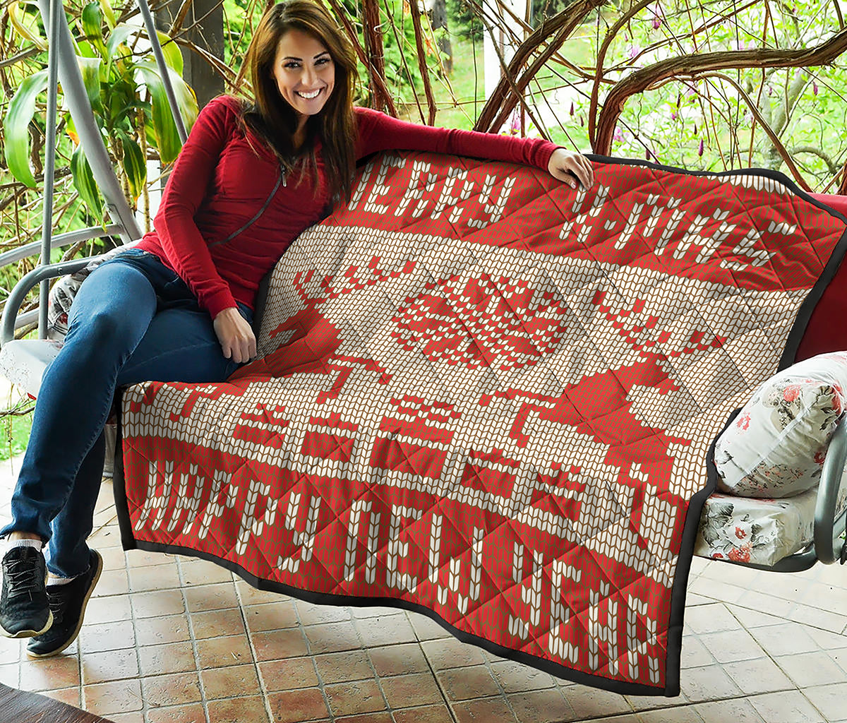 Xmas Deer Knitted Print Quilt