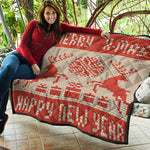 Xmas Deer Knitted Print Quilt