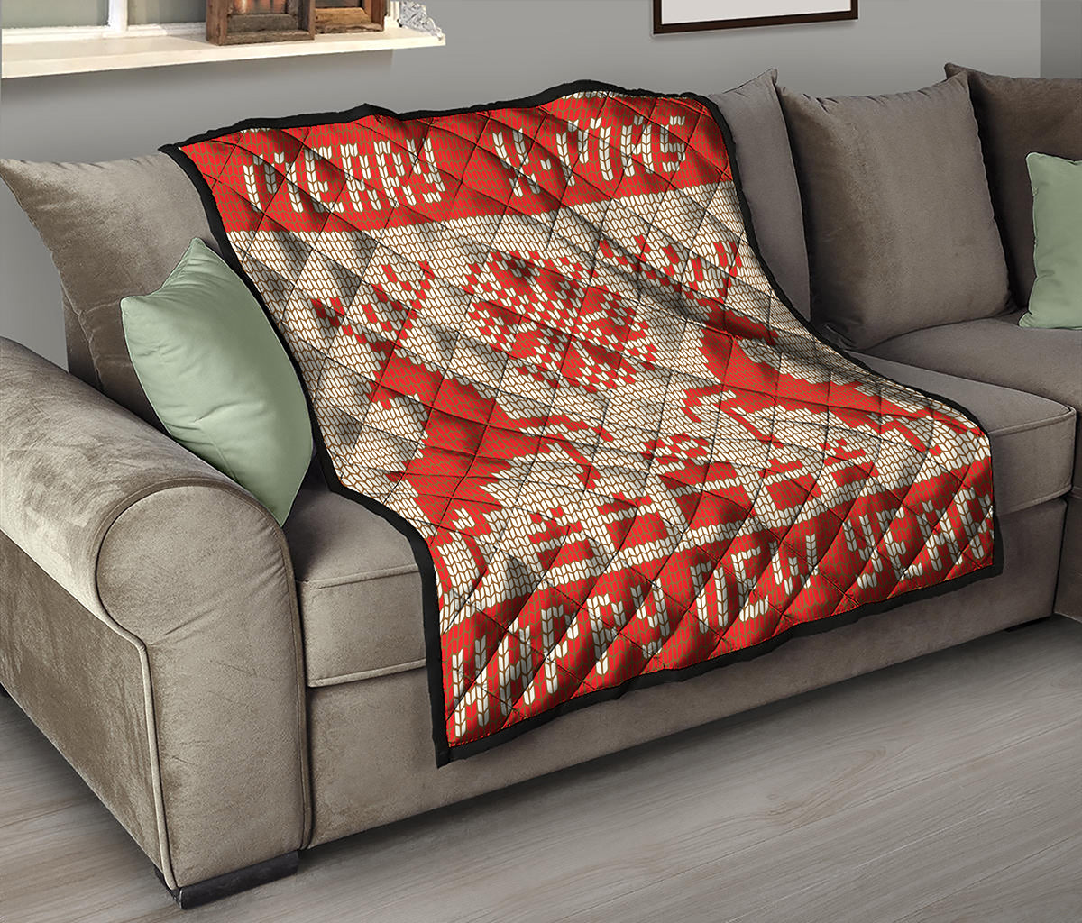 Xmas Deer Knitted Print Quilt