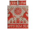 Xmas Deer Knitted Print Quilt Bed Set