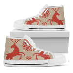 Xmas Deer Knitted Print White High Top Shoes