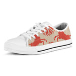 Xmas Deer Knitted Print White Low Top Shoes