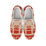 Xmas Deer Knitted Print White Slip On Shoes