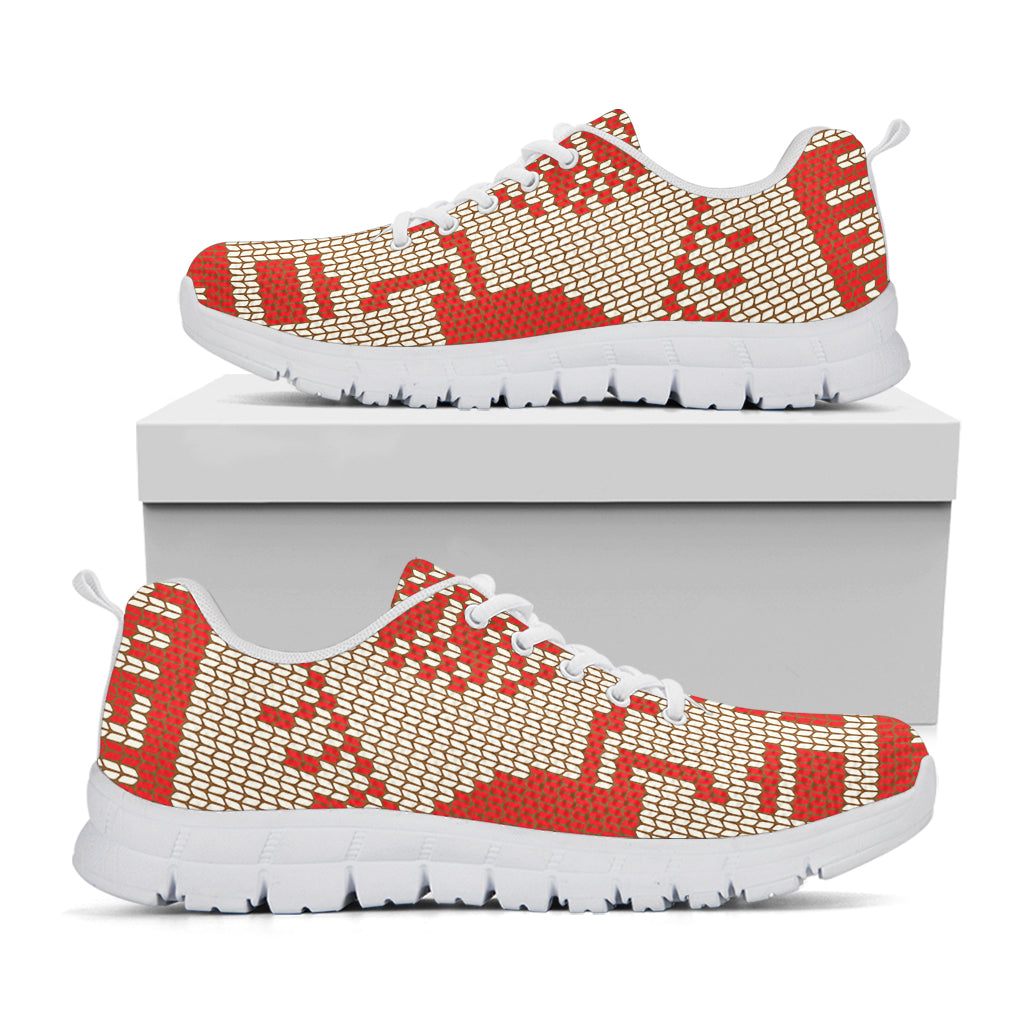 Xmas Deer Knitted Print White Sneakers