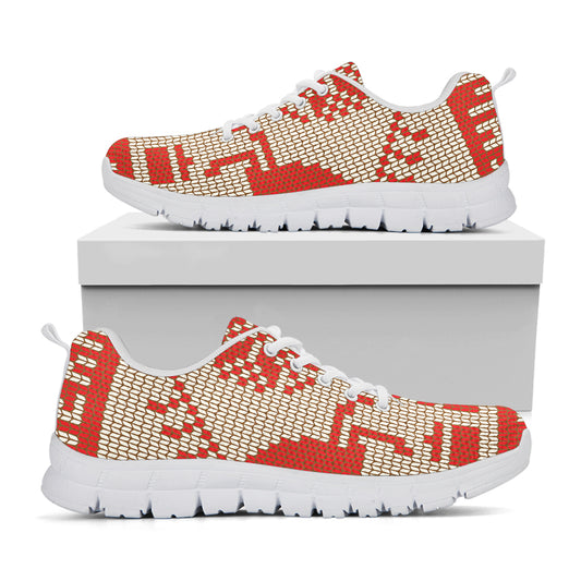 Xmas Deer Knitted Print White Sneakers