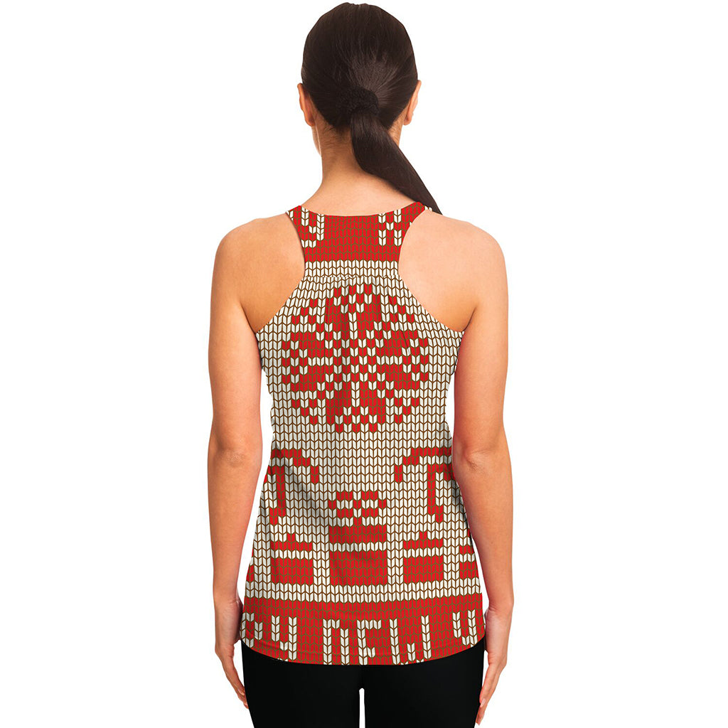 Xmas Deer Knitted Print Women's Racerback Tank Top