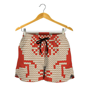 Xmas Deer Knitted Print Women's Shorts