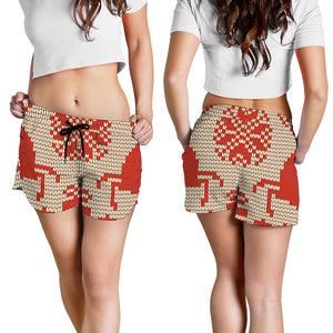 Xmas Deer Knitted Print Women's Shorts