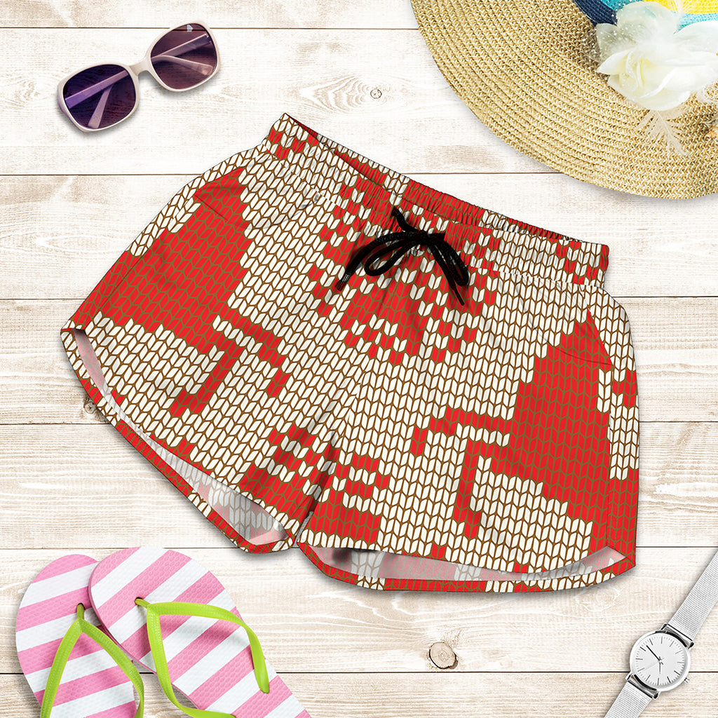 Xmas Deer Knitted Print Women's Shorts