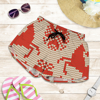 Xmas Deer Knitted Print Women's Shorts