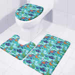 Xmas Dinosaur Pattern Print 3 Piece Bath Mat Set