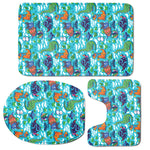 Xmas Dinosaur Pattern Print 3 Piece Bath Mat Set