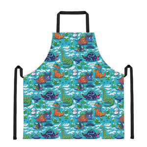 Xmas Dinosaur Pattern Print Apron