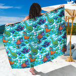 Xmas Dinosaur Pattern Print Beach Sarong Wrap