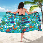 Xmas Dinosaur Pattern Print Beach Sarong Wrap