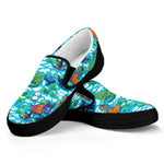 Xmas Dinosaur Pattern Print Black Slip On Shoes