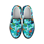 Xmas Dinosaur Pattern Print Black Slip On Shoes