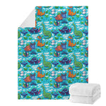 Xmas Dinosaur Pattern Print Blanket