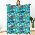 Xmas Dinosaur Pattern Print Blanket