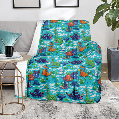 Xmas Dinosaur Pattern Print Blanket