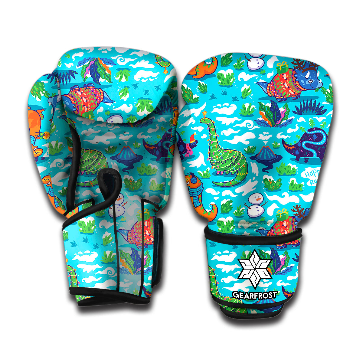 Xmas Dinosaur Pattern Print Boxing Gloves