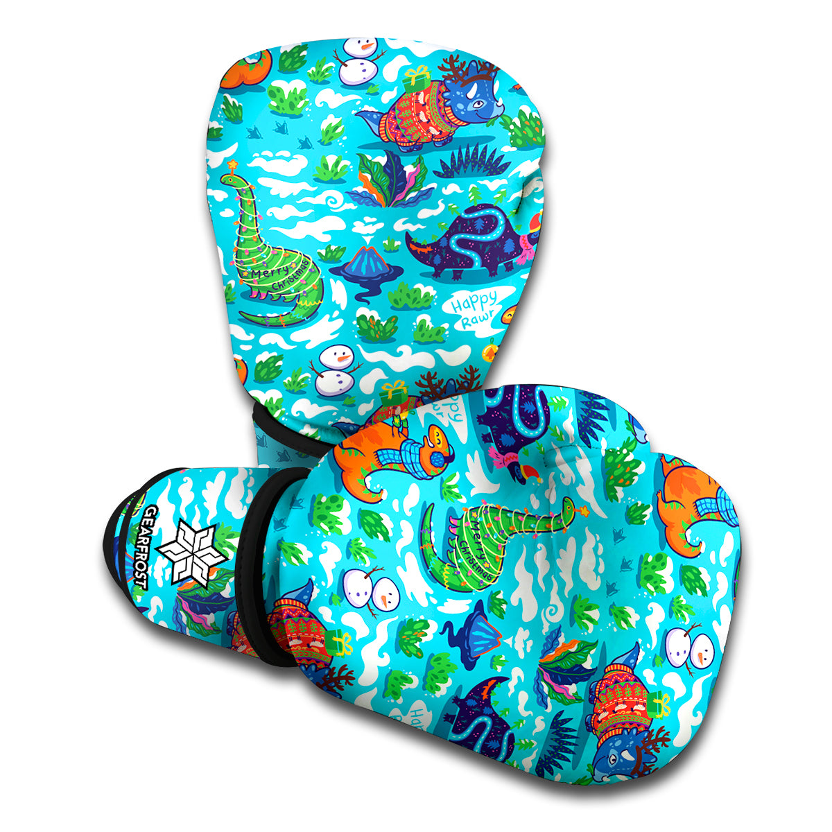 Xmas Dinosaur Pattern Print Boxing Gloves