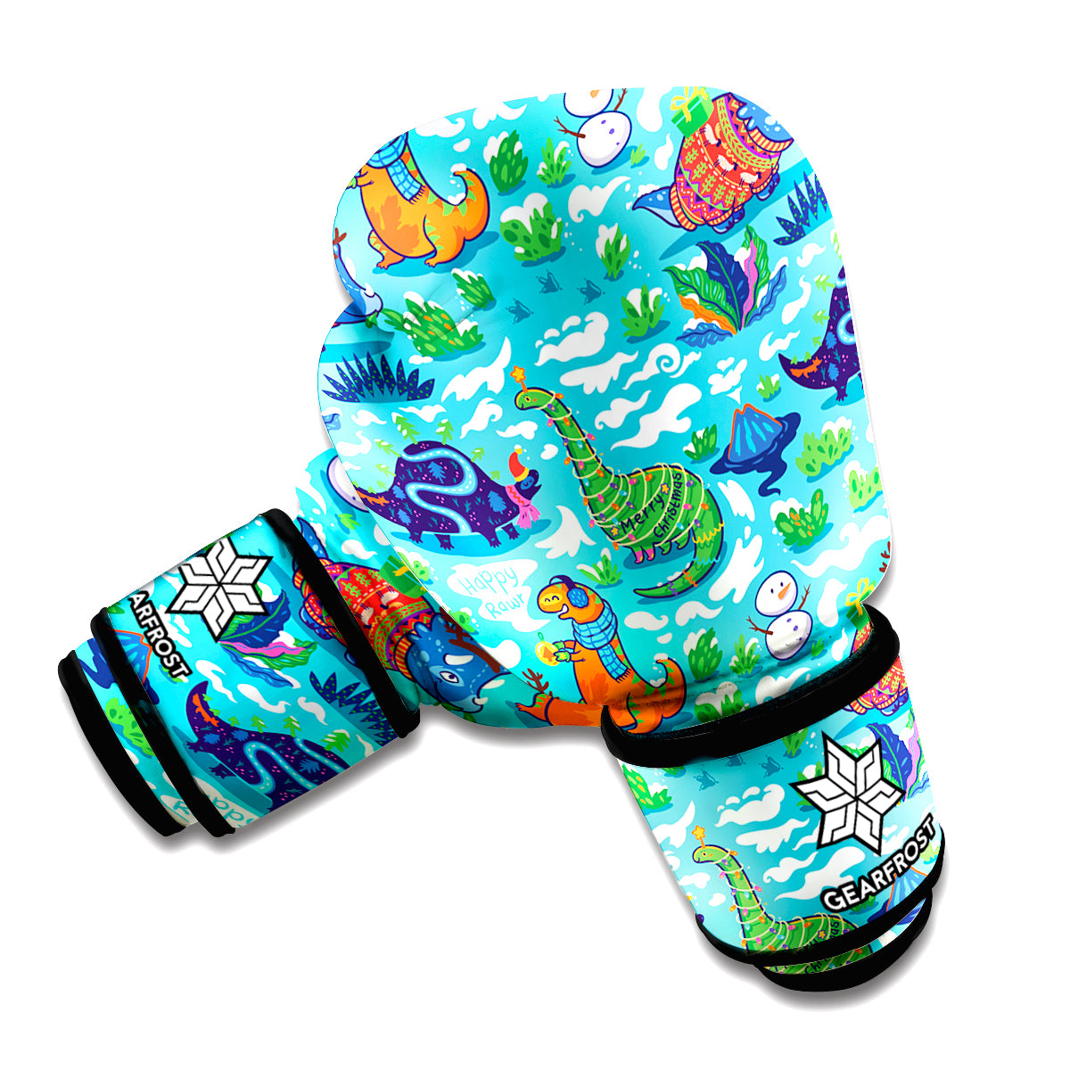 Xmas Dinosaur Pattern Print Boxing Gloves