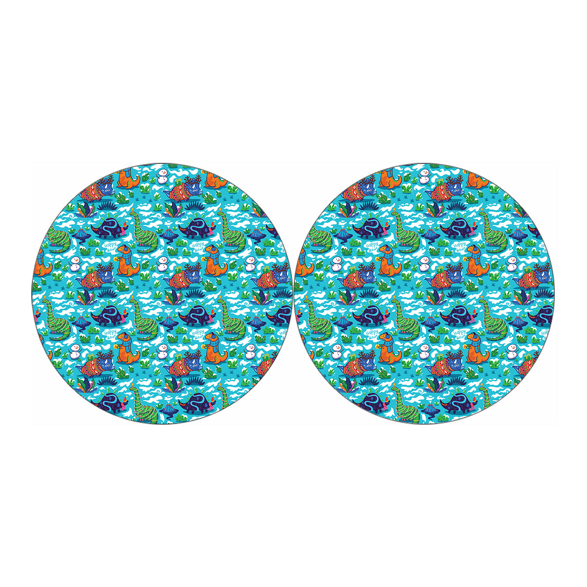 Xmas Dinosaur Pattern Print Car Coasters