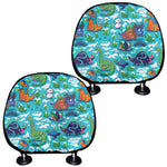 Xmas Dinosaur Pattern Print Car Headrest Covers
