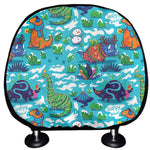 Xmas Dinosaur Pattern Print Car Headrest Covers