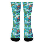 Xmas Dinosaur Pattern Print Crew Socks