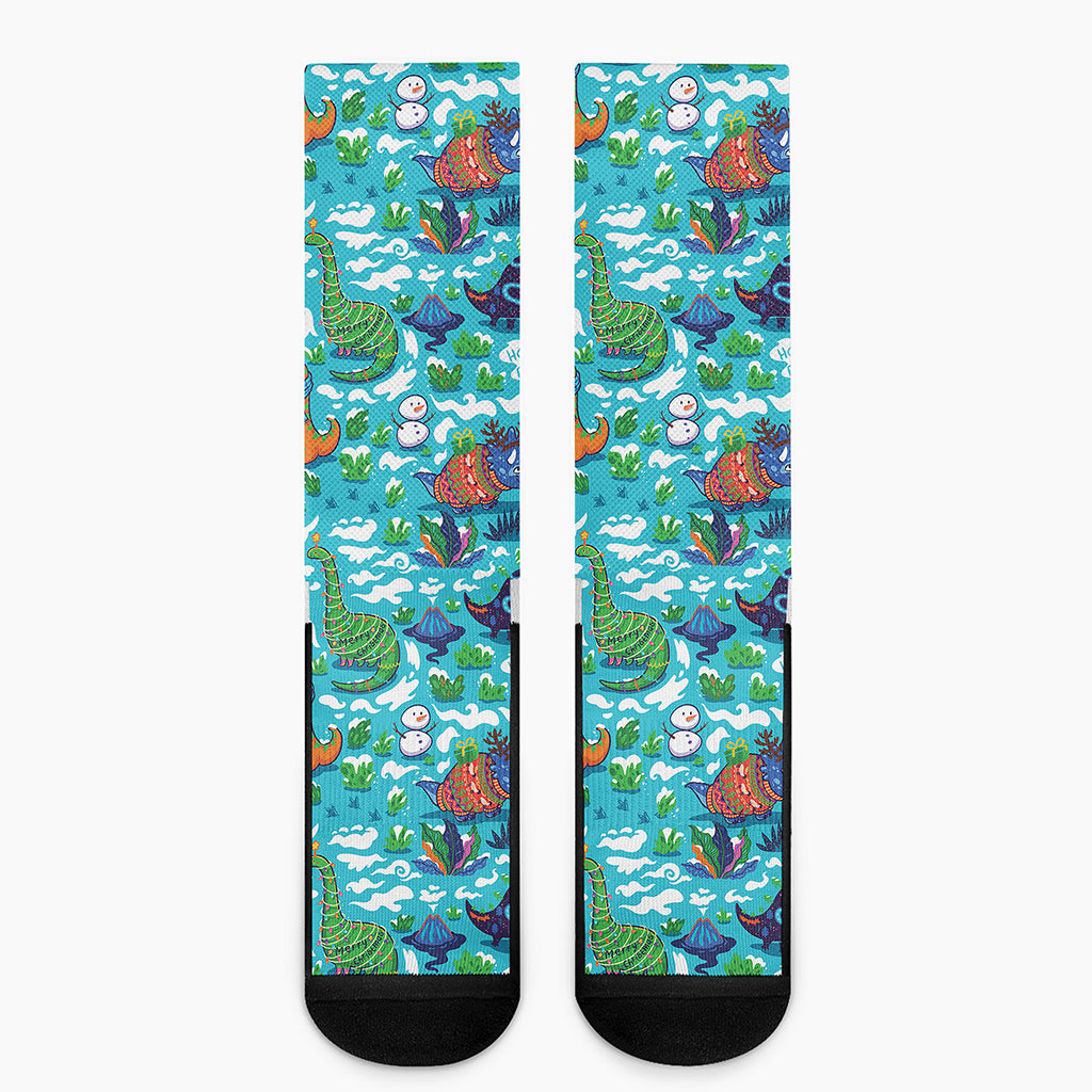 Xmas Dinosaur Pattern Print Crew Socks