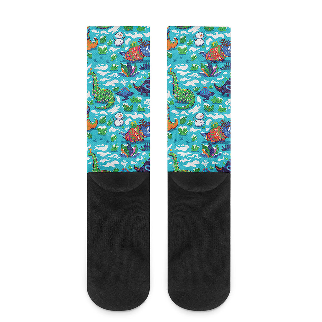 Xmas Dinosaur Pattern Print Crew Socks