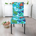 Xmas Dinosaur Pattern Print Dining Chair Slipcover