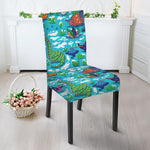 Xmas Dinosaur Pattern Print Dining Chair Slipcover