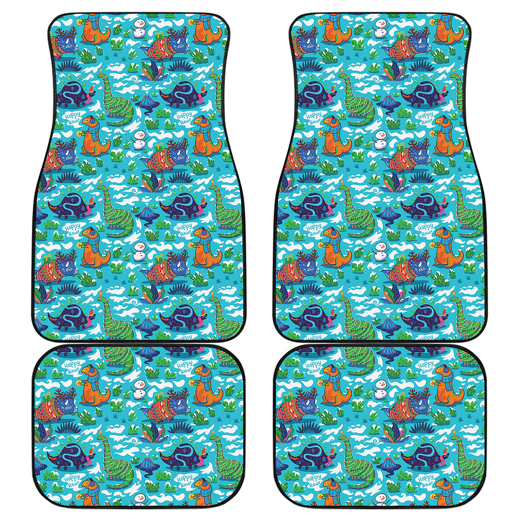 Xmas Dinosaur Pattern Print Front and Back Car Floor Mats