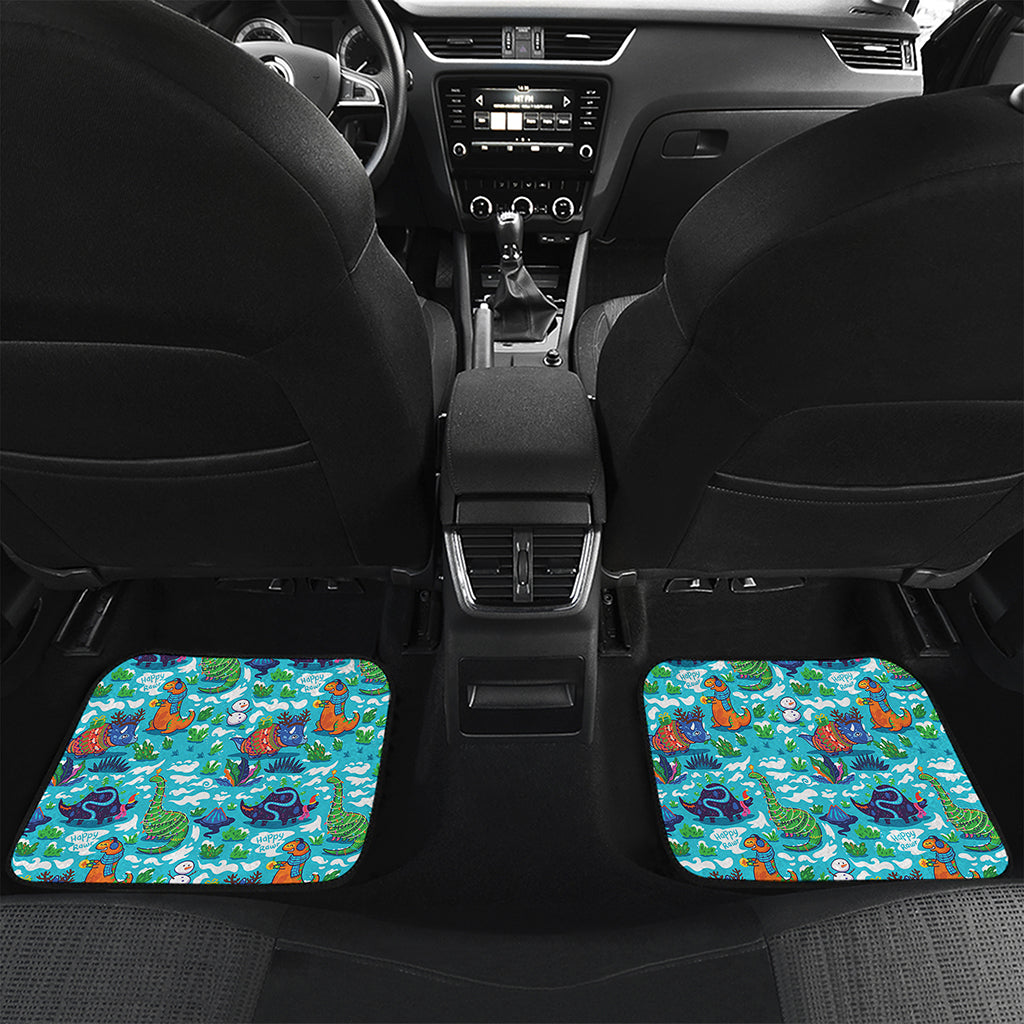 Xmas Dinosaur Pattern Print Front and Back Car Floor Mats