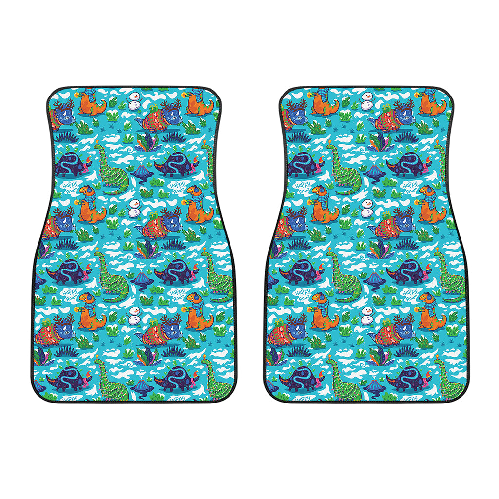 Xmas Dinosaur Pattern Print Front Car Floor Mats