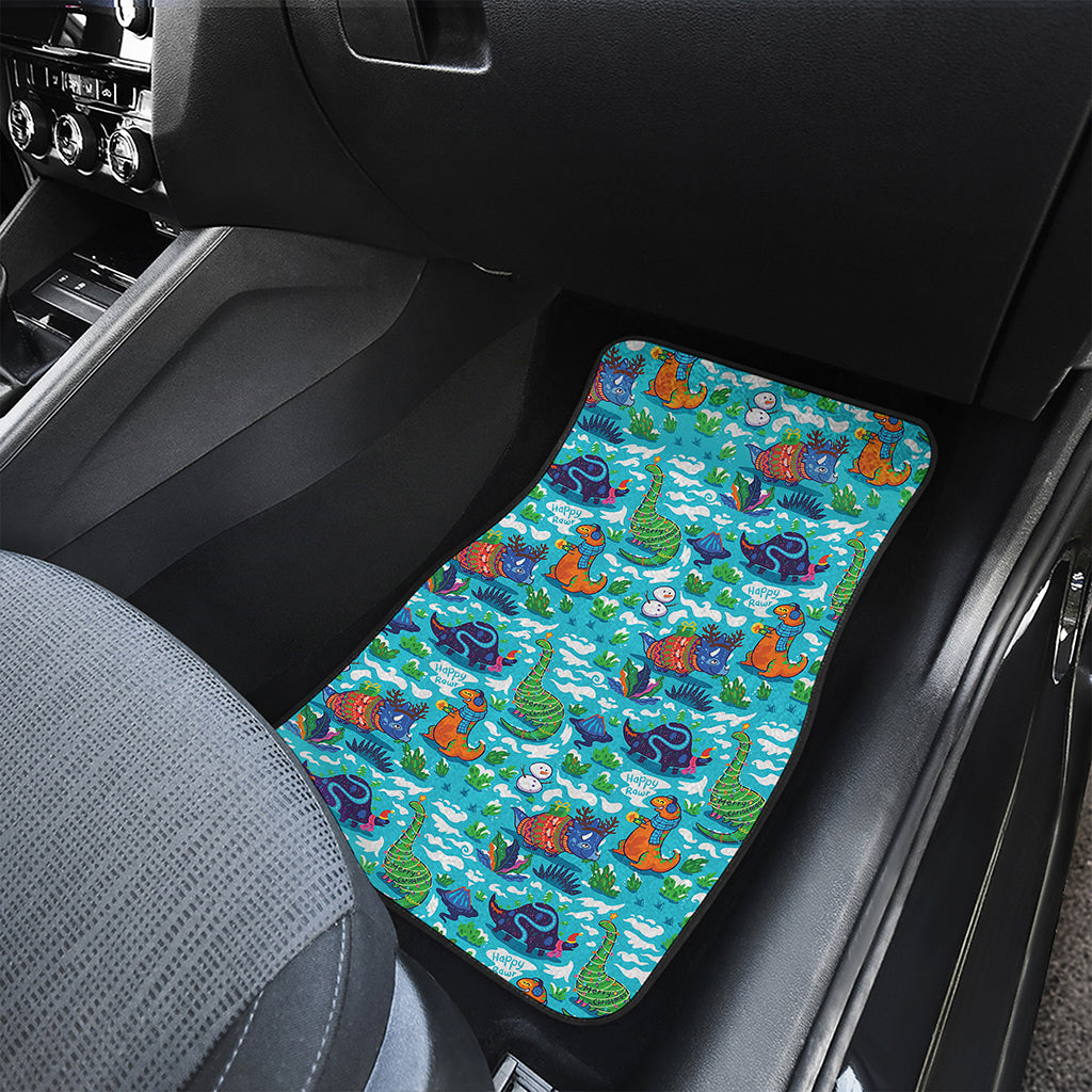 Xmas Dinosaur Pattern Print Front Car Floor Mats