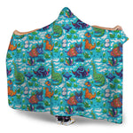 Xmas Dinosaur Pattern Print Hooded Blanket