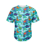Xmas Dinosaur Pattern Print Men's Baseball Jersey