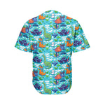 Xmas Dinosaur Pattern Print Men's Baseball Jersey
