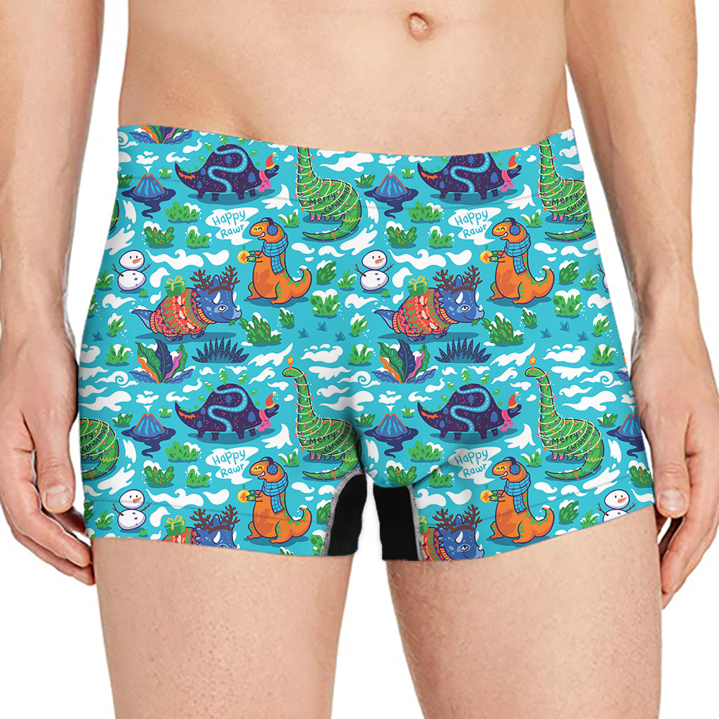 Xmas Dinosaur Pattern Print Men's Boxer Briefs
