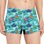 Xmas Dinosaur Pattern Print Men's Boxer Briefs